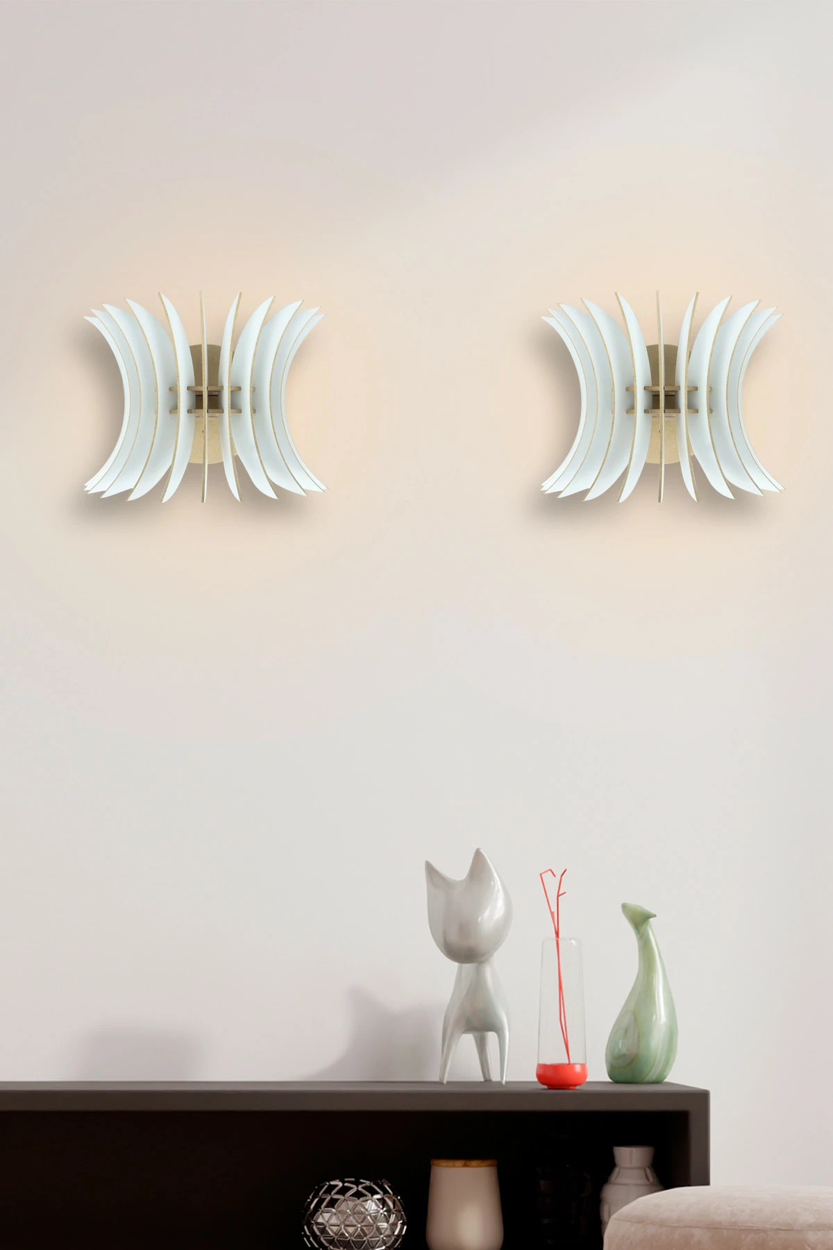 Stenska svetilka Wing Sconce, model 206-WB2, 2 kosa, bela