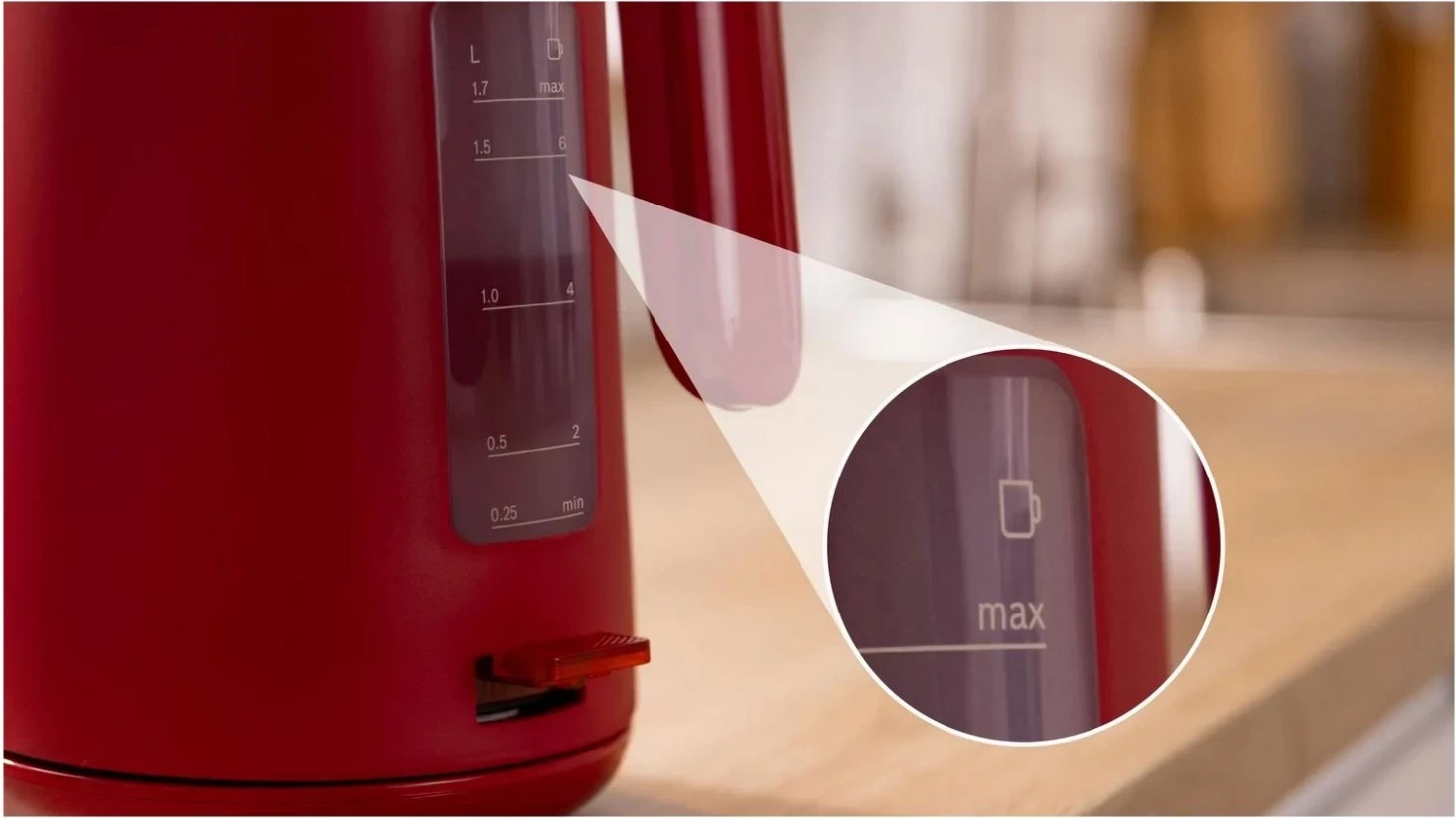 Električni čajnik 1,7 l, 2400 W, rdeč Bosch TWK2M16