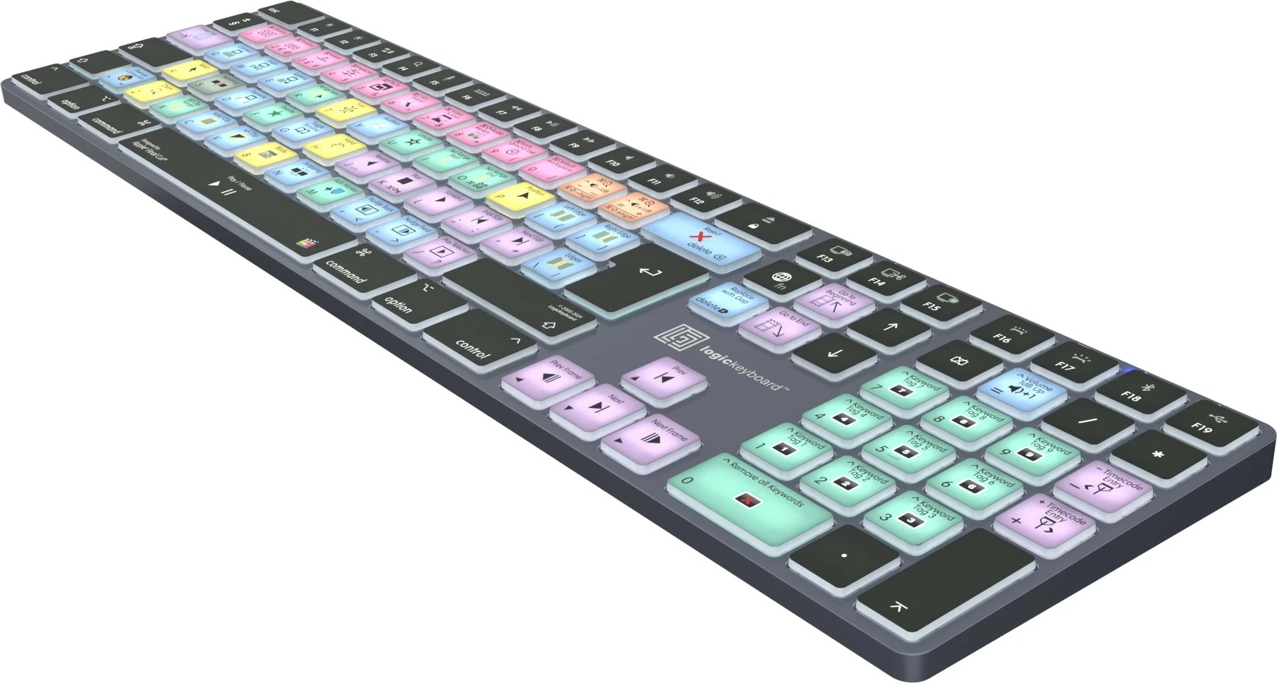 Računalniško ohišje, brezžično, Bluetooth, polne velikosti, osvetljeno, za Final Cut Pro, titan Logickeyboard LKB-FCPX10-TM-UK