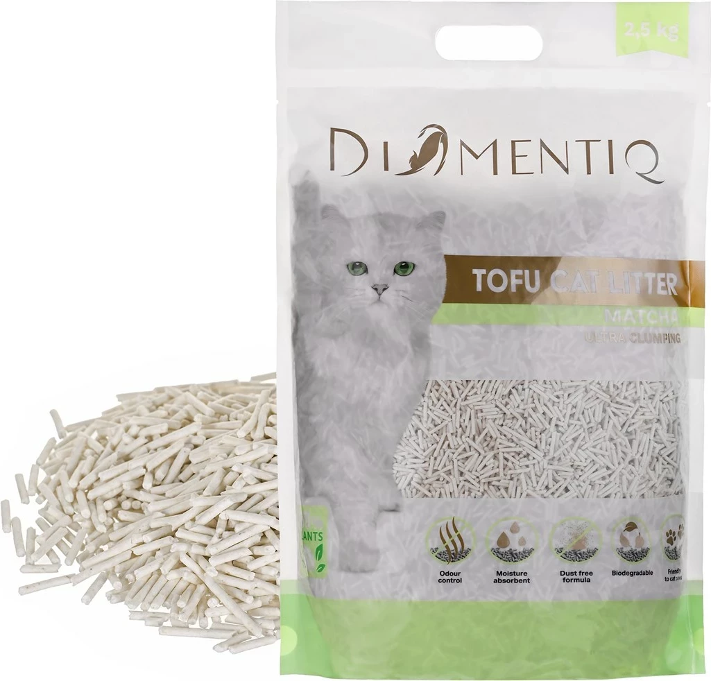 Mačji stelja Tofu Matcha Ultra, DIAMENTIQ, 2,5 kg