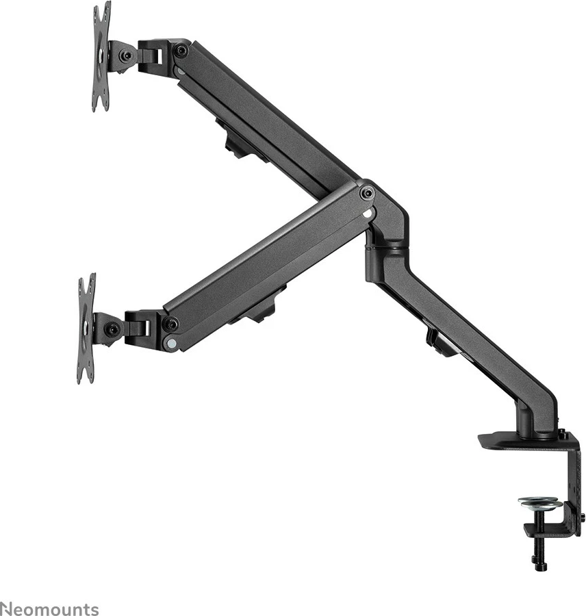 Nosilec za dva monitorja Neomounts FPMA-D650DBLACK, 17–27 palcev, nastavljiva višina z gas spring, črn