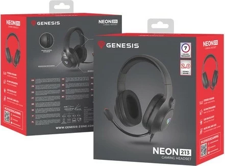 Slušalke za igre Genesis Neon 213 RGB, z mikrofonom, z žico, črne