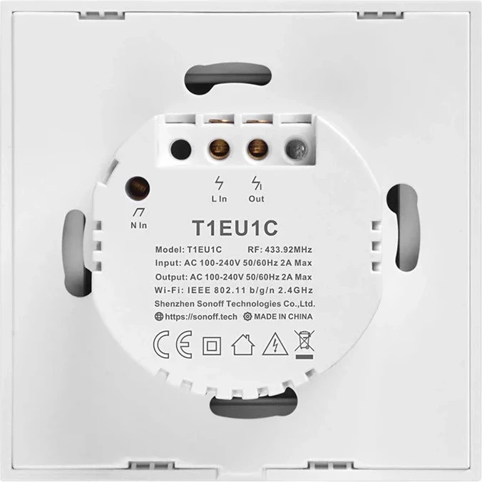 Pametno stikalo Sonoff T1EU1C-TX, 1 kanal, WiFi + RF 433MHz, belo