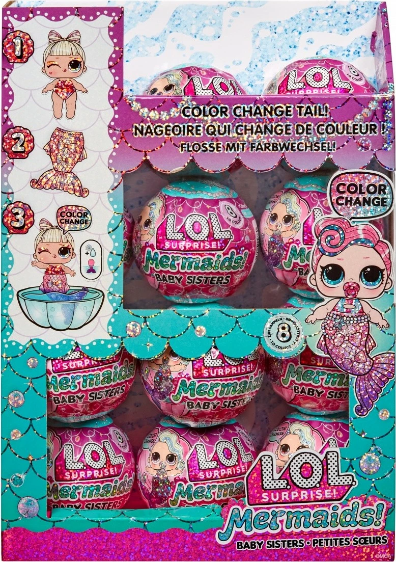 Presenečevalna sirenska kukla z repom, ki spreminja barvo, L.O.L. Surprise Mermaids, MGA 510604-EUC