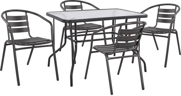 Vrtni set miza in stoli, Adam FH10472, 5-delni, siv