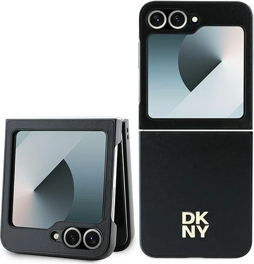 Ovitek za Samsung Galaxy Z Flip 6, DKNY, eko usnje, črn