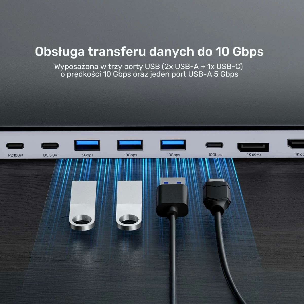 KVM stikalo Unitek, 2x HDMI 4K, 1x DisplayPort, USB-C, PD 100W, sivo