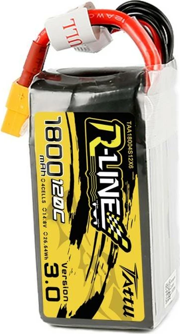LiPo baterija 1800mAh, 14,8V, 120C, XT60, Tattu R-Line Version 3.0