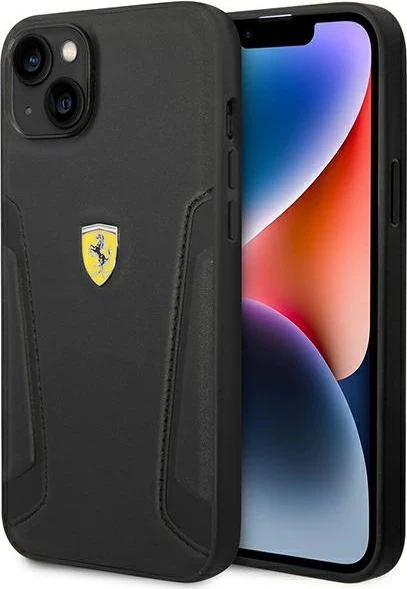 Ovitek iz usnja za iPhone 14 Plus 6,7", Ferrari FEHCP14MRBUK, črn