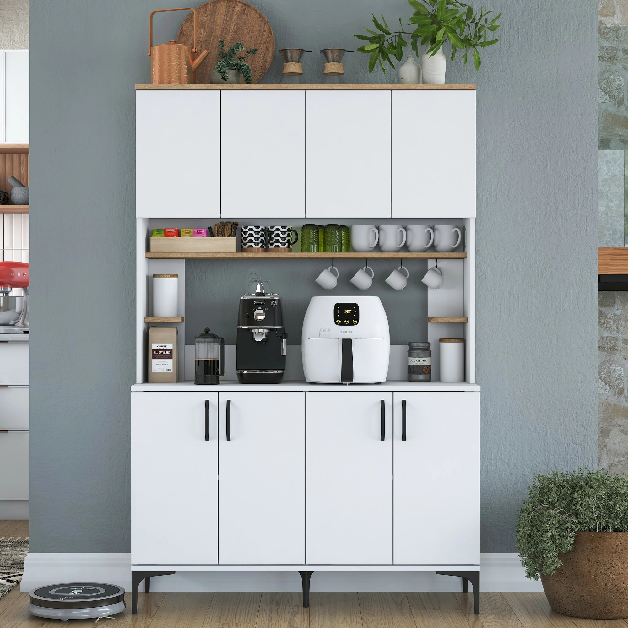 Multifunkcijski omarica Hanah Home JE176 - 3291, bela in oreškasta