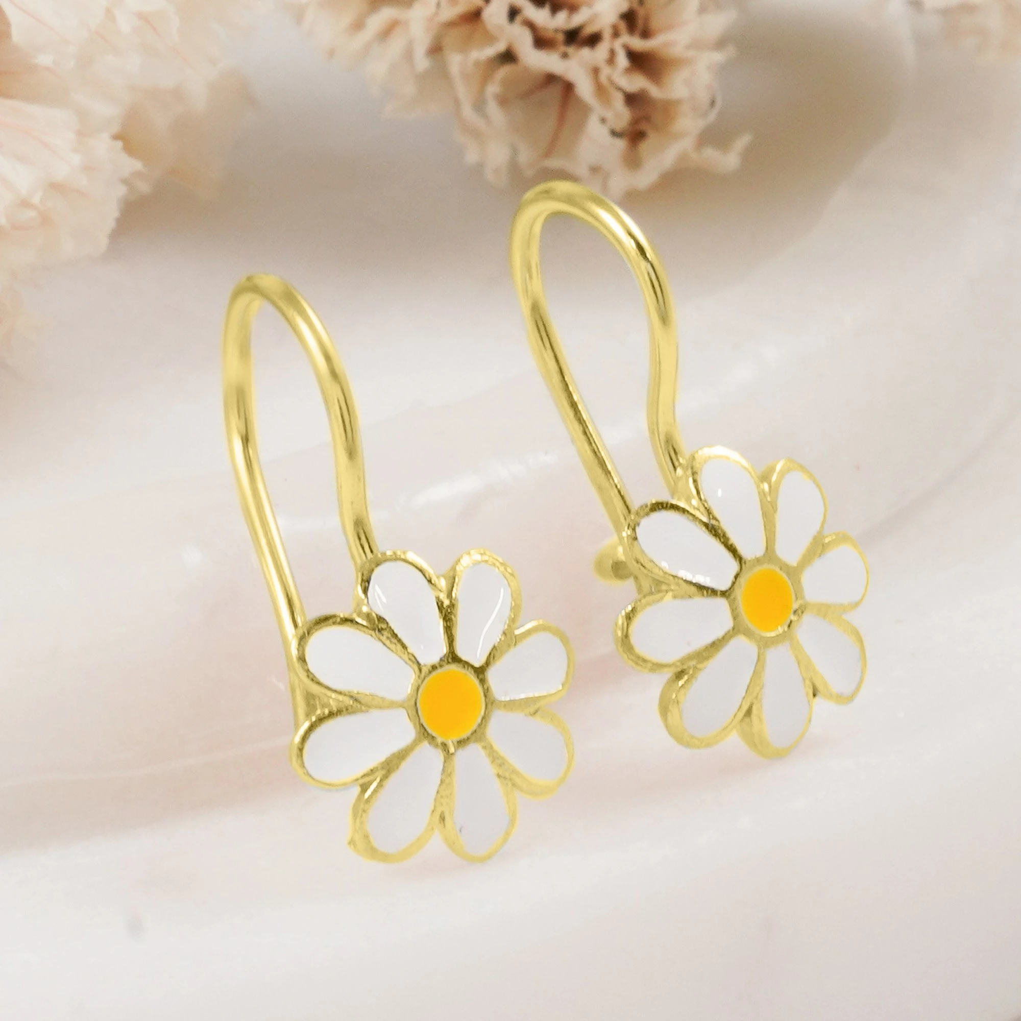 Uhani iz srebra, zlati, cvet, Jumeon 10415G