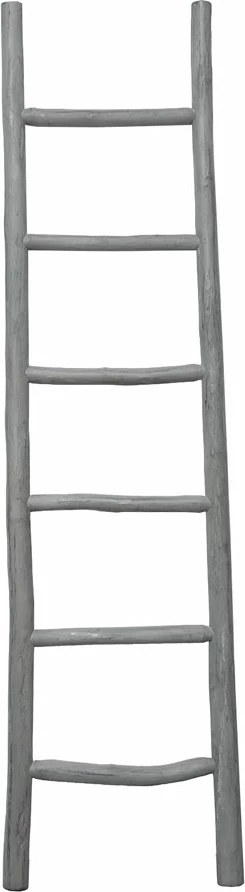 Dekorativni lestev iz lesa Country, siva, 48x6x183 cm