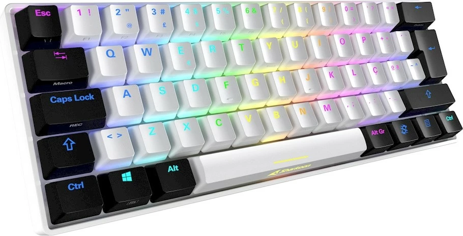 Mehanska tipkovnica 60% SHARKOON SKILLER SGK50 S4, Kailh Red, RGB, IT postavitev, bela