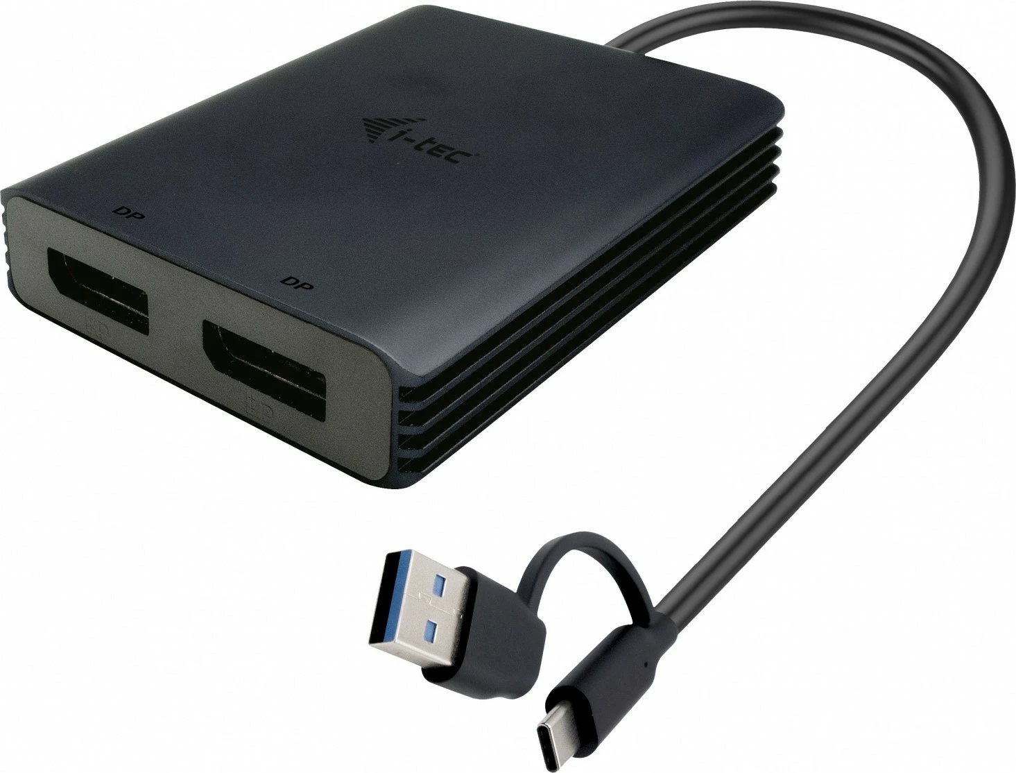 Video adapter i-tec CADUAL4KDP, USB-A/USB-C, 2x DisplayPort, 4K/60 Hz, črn