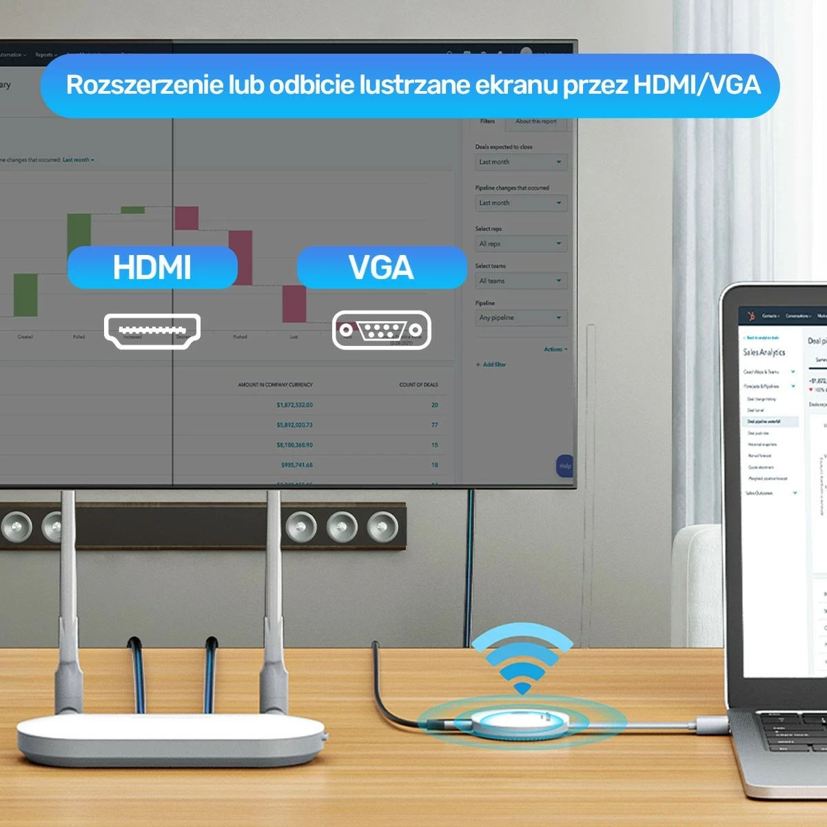 Brezžični HDMI predajnik Unitek, 4K, bel