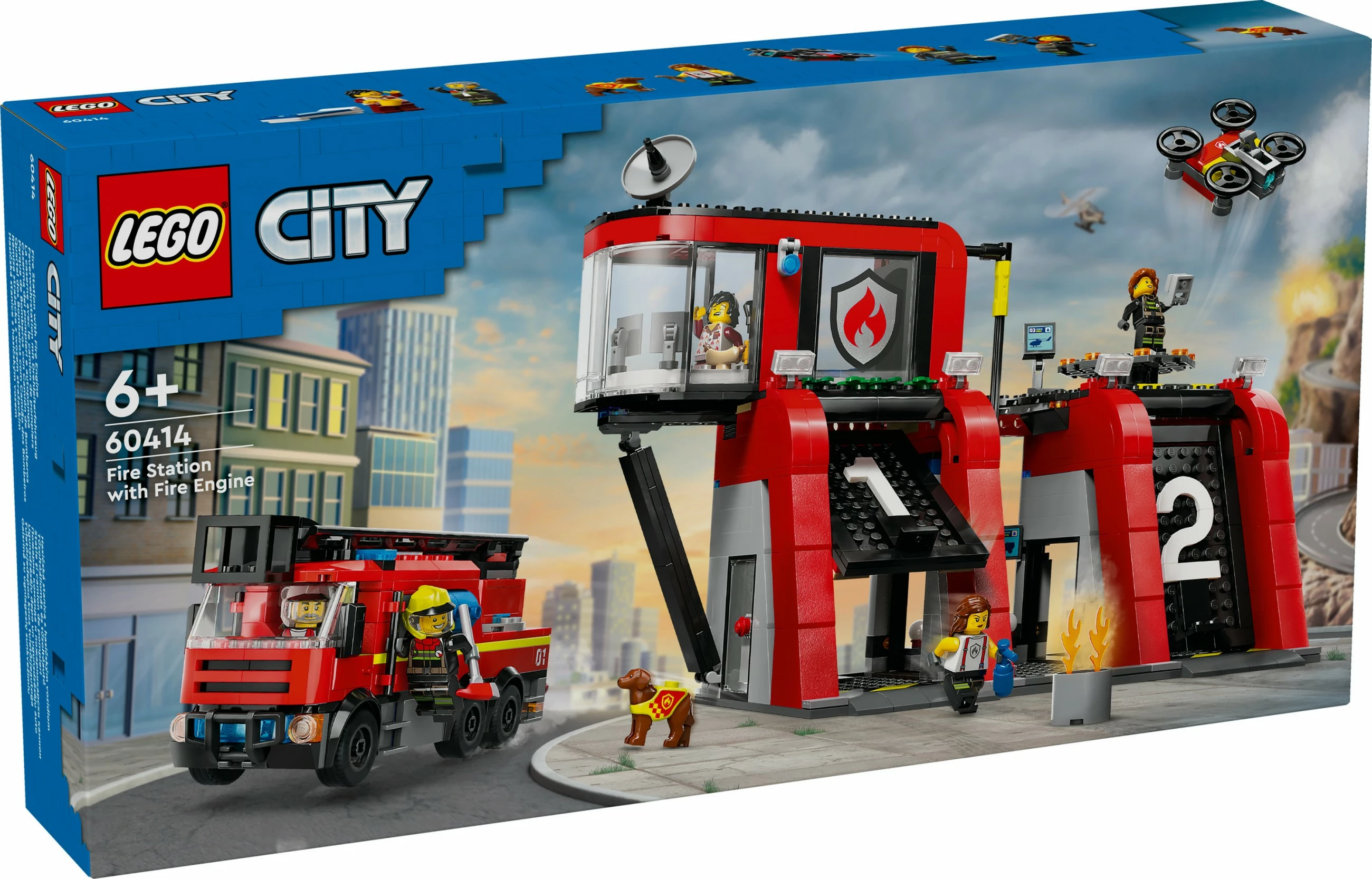 Set za gradnjo gasilske postaje z gasilskim tovornjakom LEGO City 60414, 843 kosov, večbarven