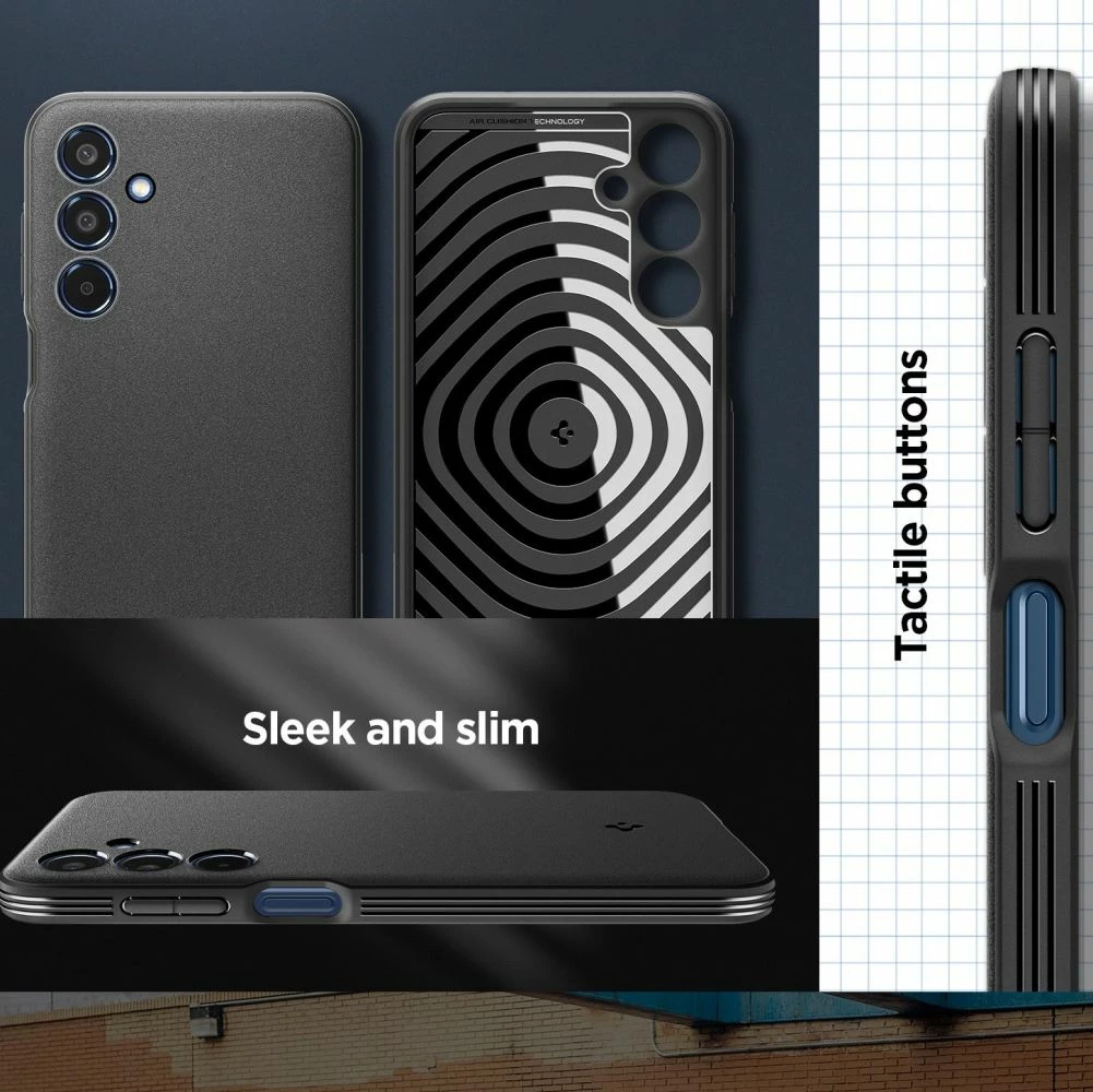 Ovitek za telefon Spigen Essential SandBlast za Samsung Galaxy M35 5G, črn