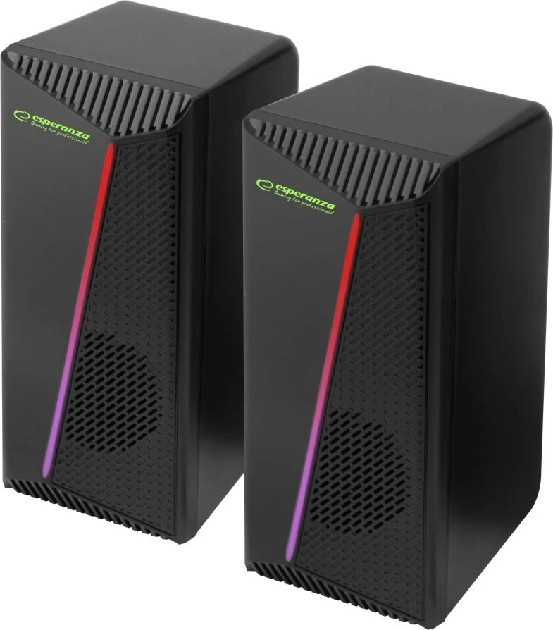 Komplet zvočnikov 2.0 LED, črn Esperanza EGS106, 6 W, 2 kosa