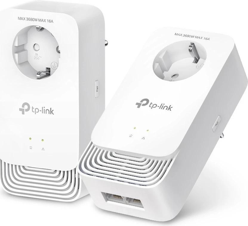 Powerline adapter TP-Link PG2400P KIT, 1428 Mbit/s, Type E/F, Gigabit Ethernet, 10/100/1000 Mbit/s, G.hn, 300 m, bel