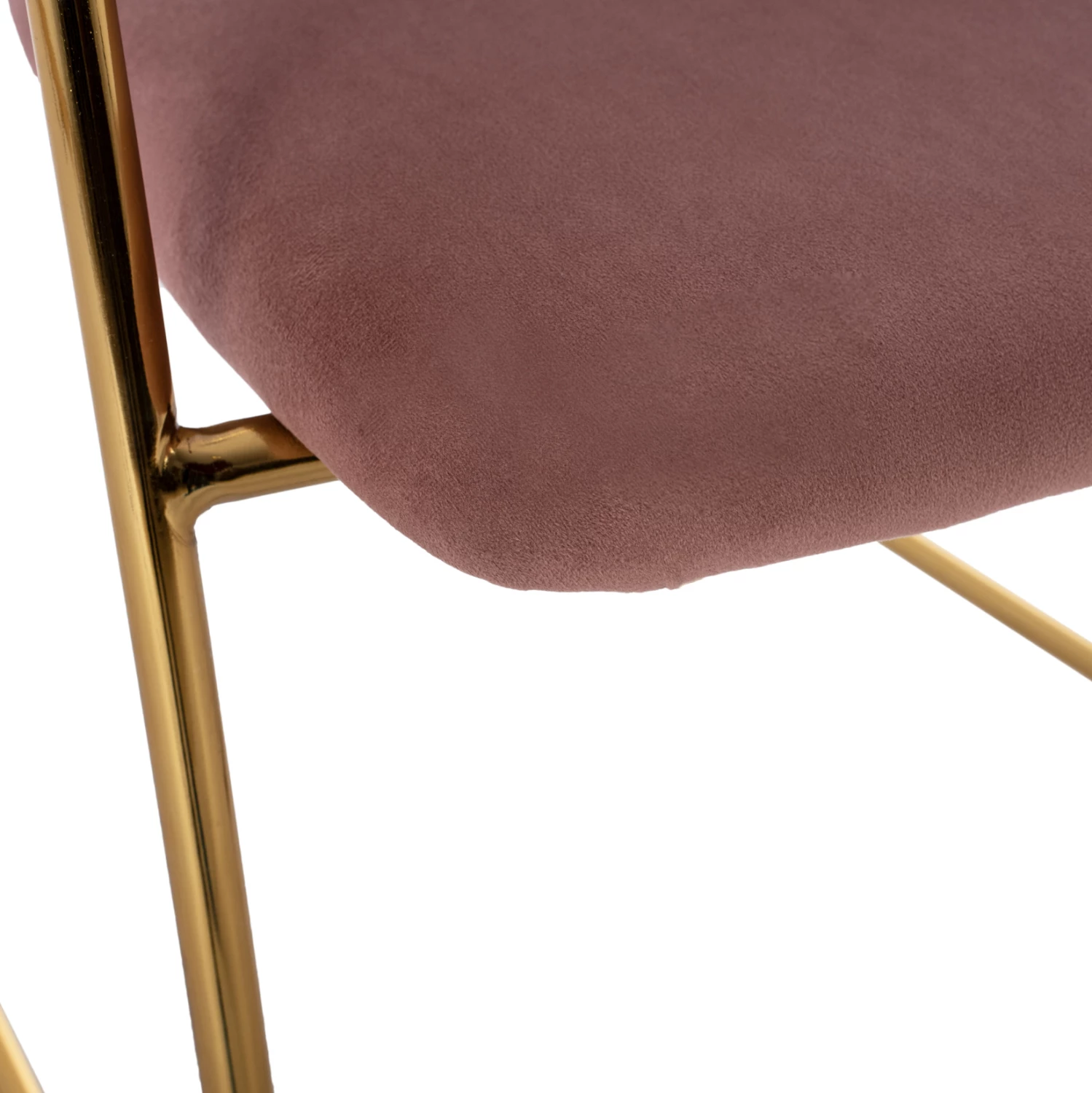 Srednje visok stol FH8735.02 iz žametne tkanine v barvi prašno roza z zlato obrobo 54x58x95Y cm, set 2 kosov