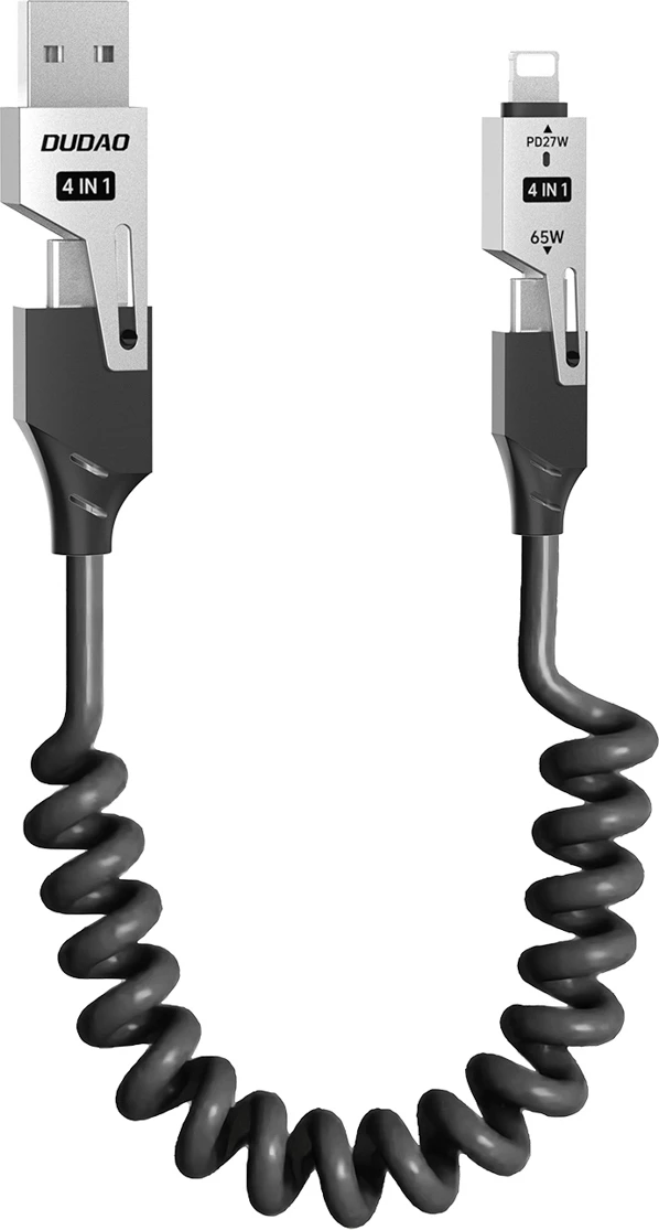 Kabel 4-v-1, 1,5 m, 65W, USB-A/USB-C na Lightning/USB-C Dudao L20 Pro, črn