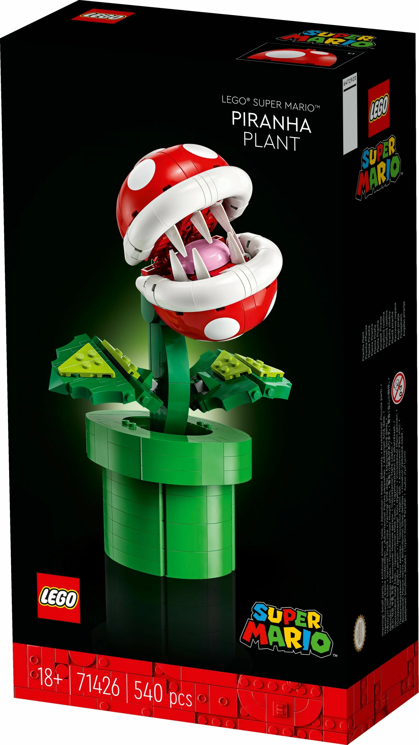 Model za razstavo Piranha Plant LEGO Super Mario, 540 kosov, večbarven