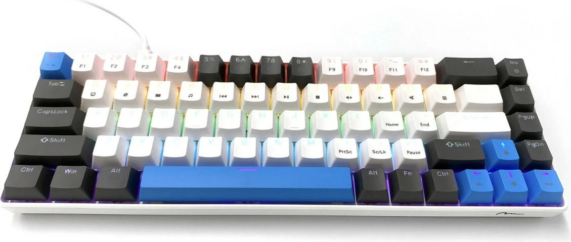 Mehanska igralna tipkovnica 60%, 68 tipk, USB-C, LED RGB, Media-Tech Red Core MX60 MT1259, črna/modra/bela