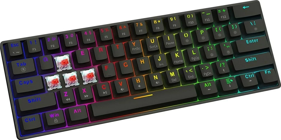 Mekančna tipkovnica, SAVIO BLACKOUT X2 RED, 60%, RGB, z napeljavo, črna