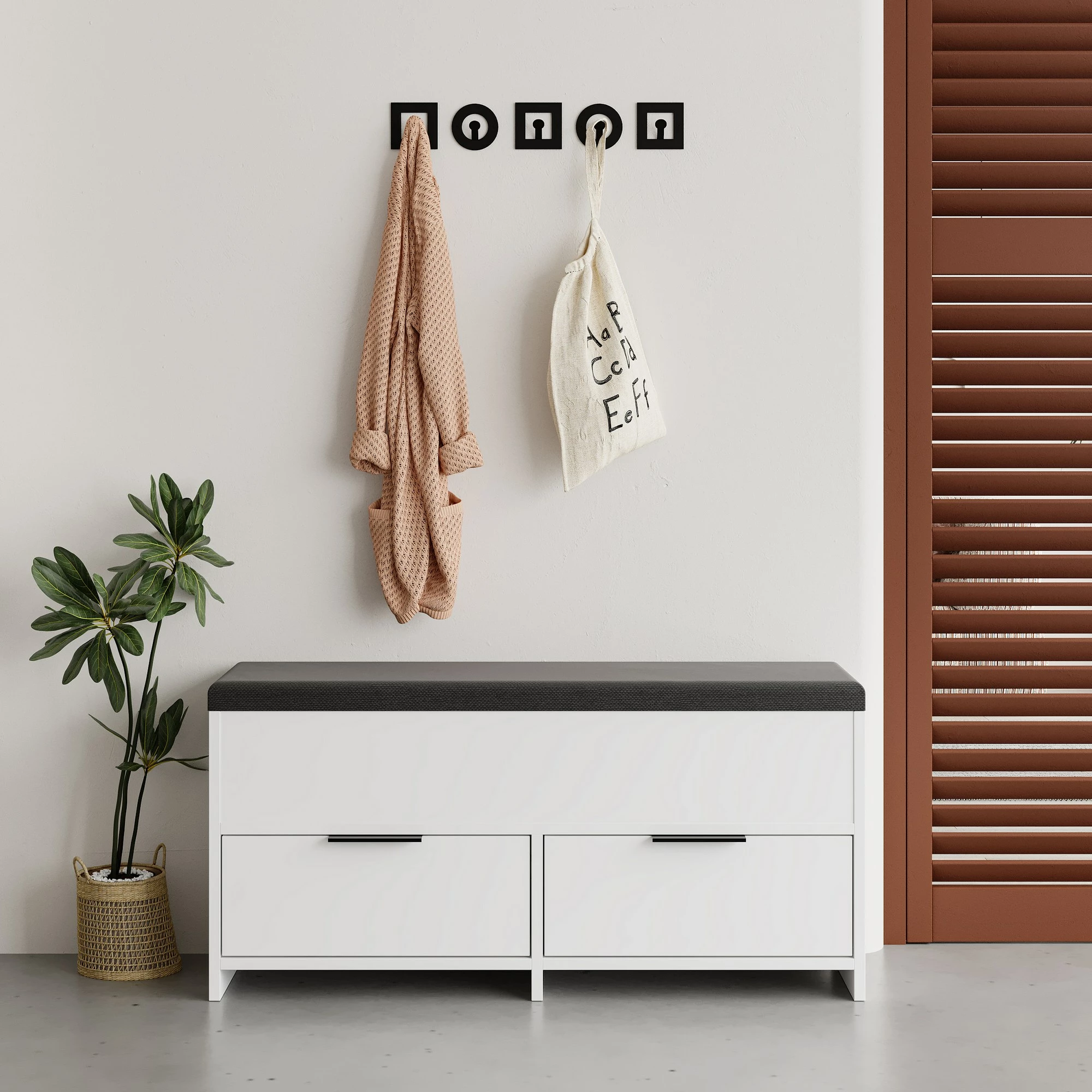 Omara za čevlje Skye Decor, stol za čevlje Cove, bela