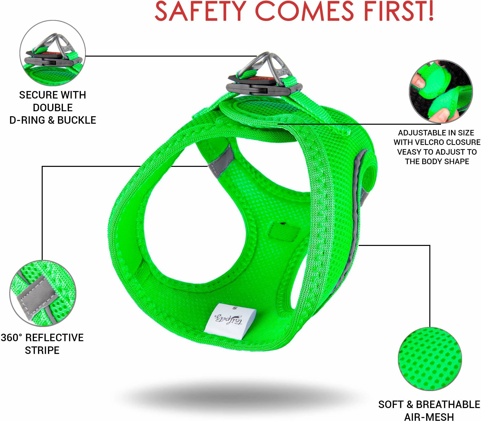 Oprsnica za psa Air-Mesh, Neo Green, Paws & Whiskers