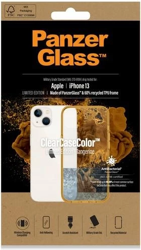 Prozoren antibakterijski ovitek PanzerGlass ClearCase za iPhone 13/14/15, prosojno rumen
