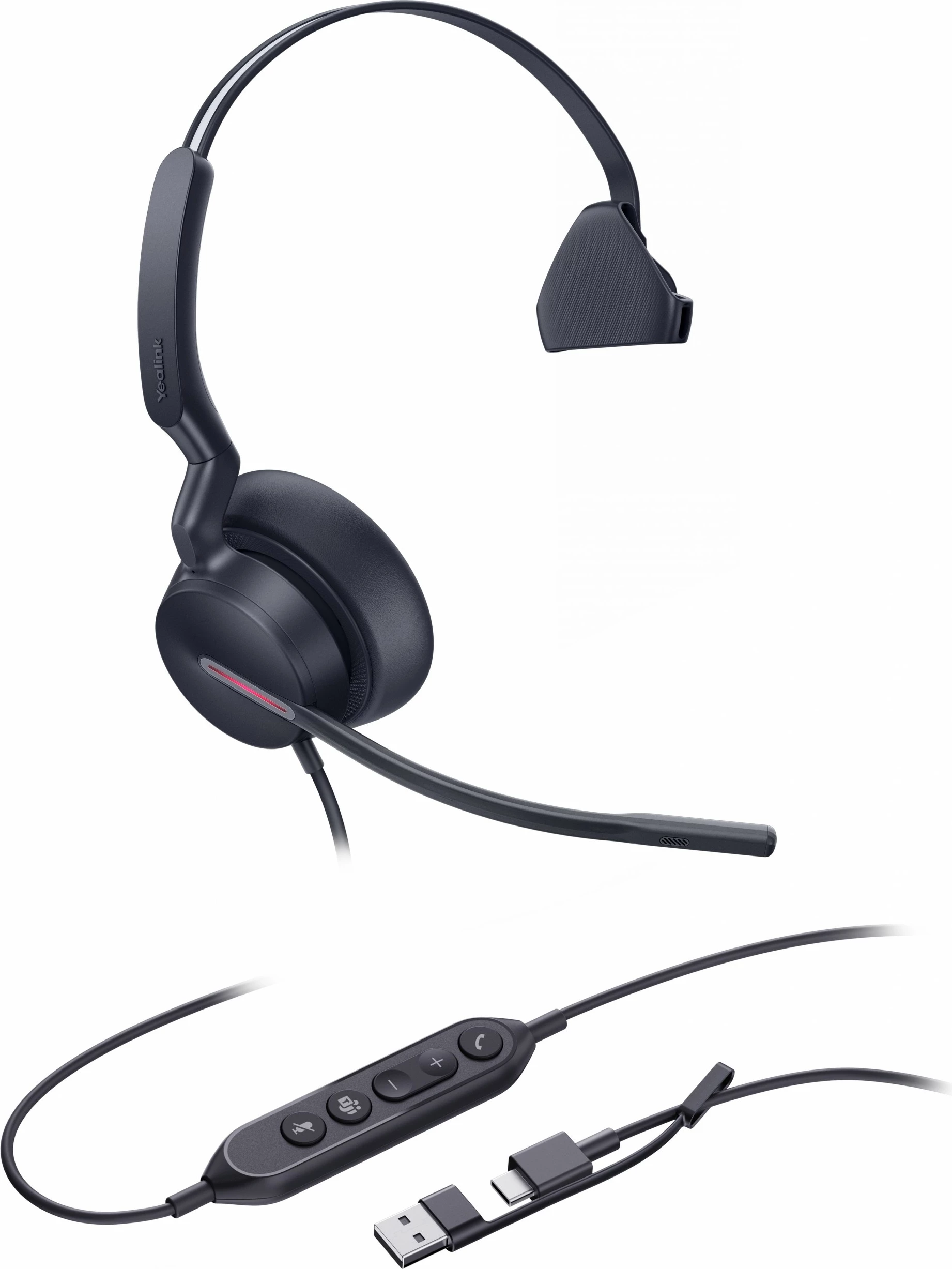 Monaural zvočnik za klice Yealink UH46 Mono Teams, USB-C/A, črn