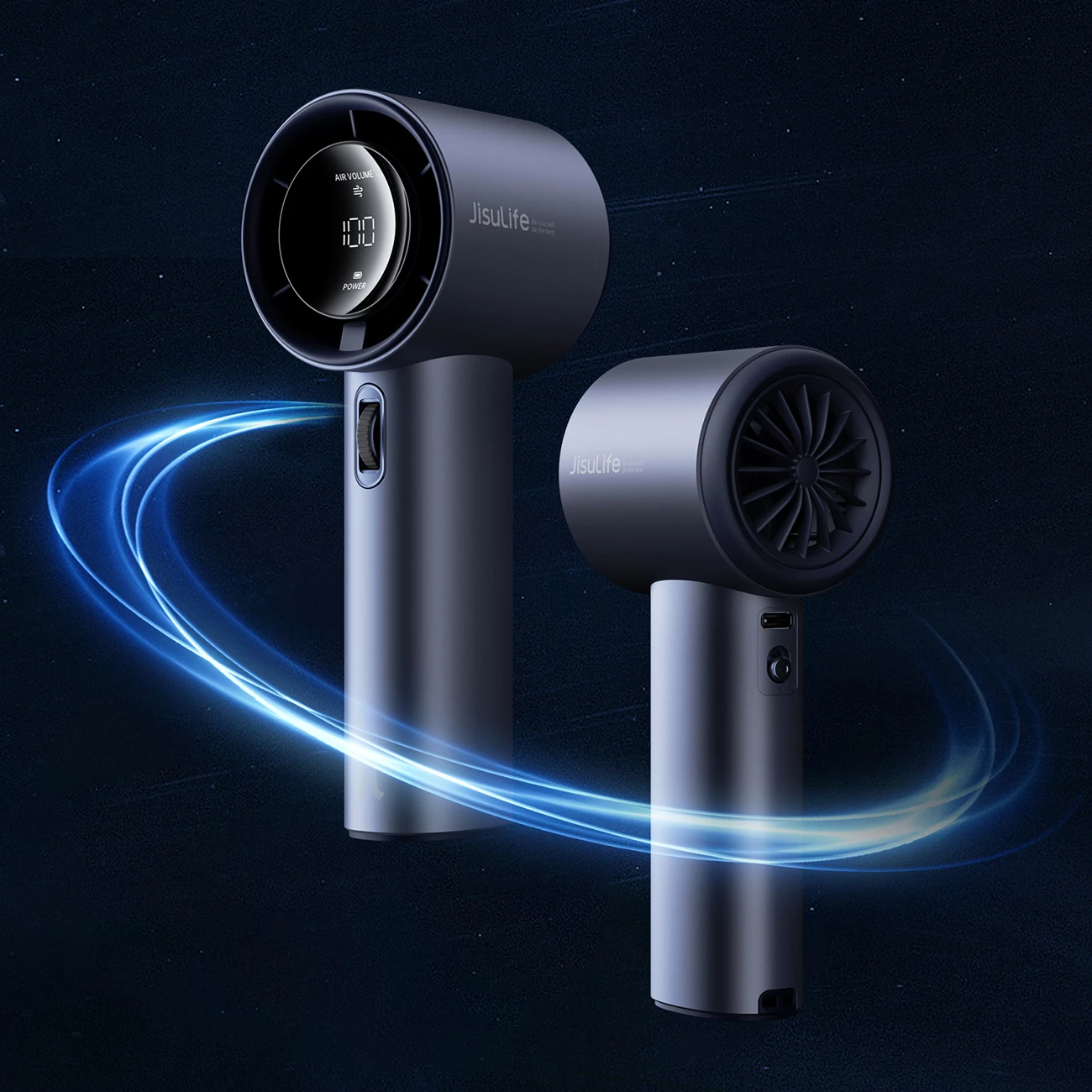 Ročni ventilator, Jisulife Pro1 FA53, 3600 mAh, LED zaslon, USB-C, temno modra