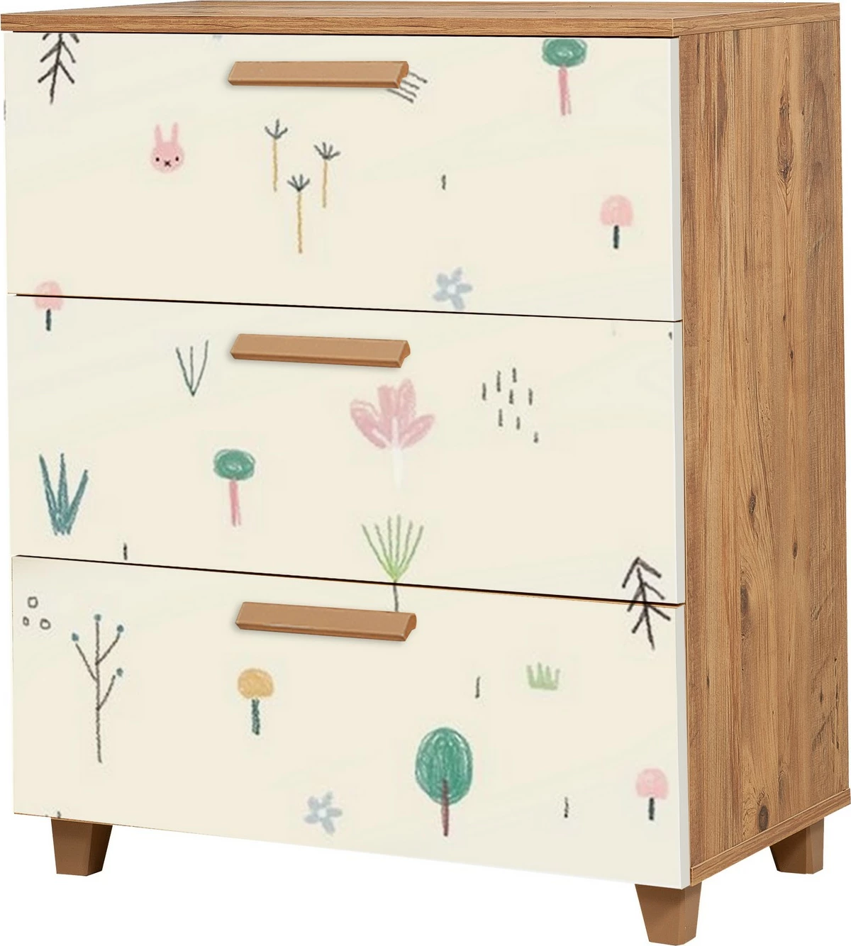 Komoda Hanah Home Leva Gravis Jungle, Atlantic Pine in bela