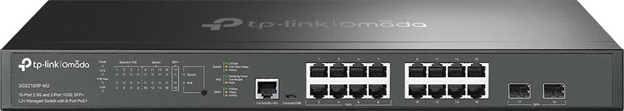 Managed preklopnik Omada 16 vrat 2.5G in 2 vrat 10GE SFP+, TP-Link, L2+, 2.5G Ethernet, PoE, za rack 1U