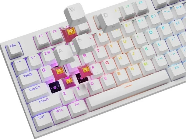Mekanična tipkovnica Genesis Thor 404, Outemu Peach Silent, RGB, full-size, bela