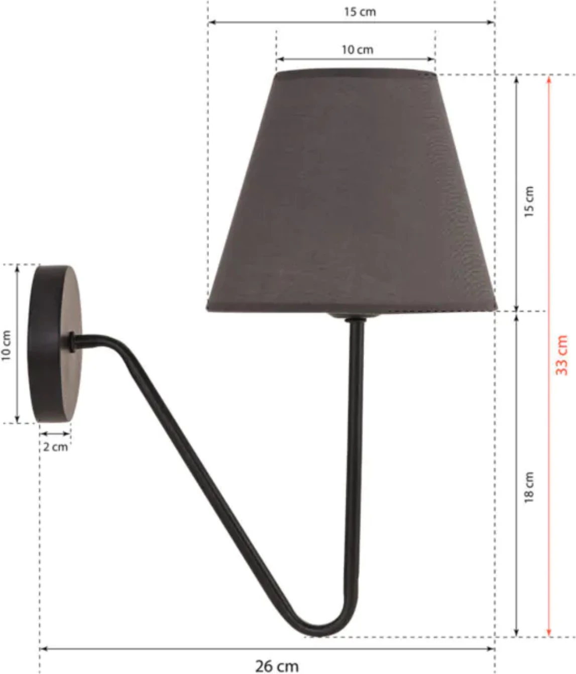 Stenska svetilka FH7642.02, črna, 26x15x33