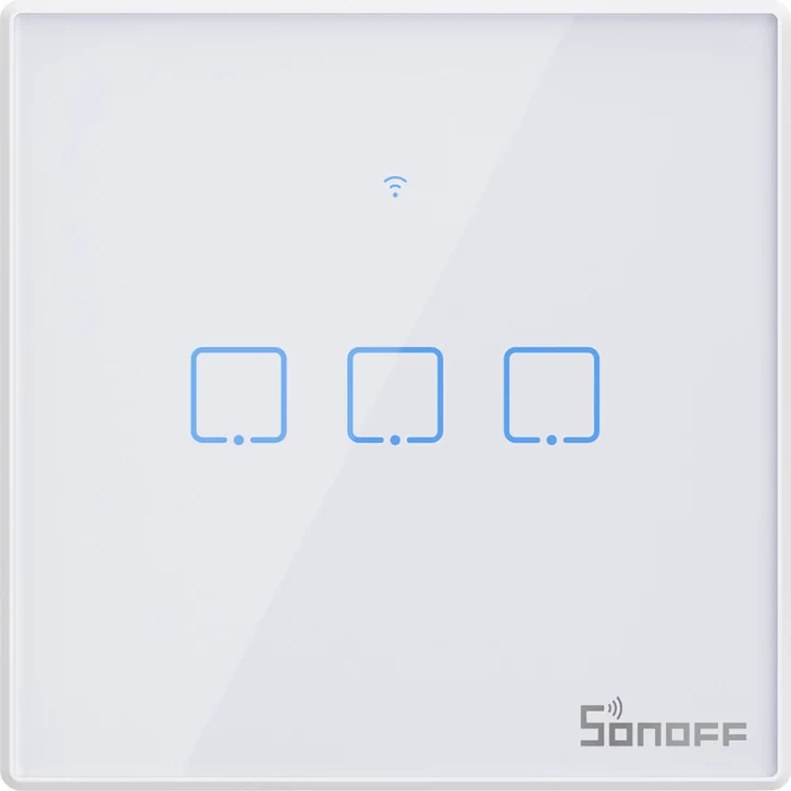 Pametno stikalo 3-kanalno Sonoff T2 EU TX, WiFi + RF 433, belo