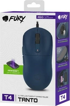 Ergonomski igralni miška Tanto T4 Fury, RGB, 12000 DPI, 7 gumbov, granatna