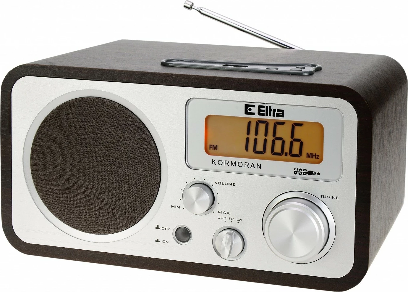 Namizni radio Eltra KORMORAN, USB, MP3, FM/LW, rjava