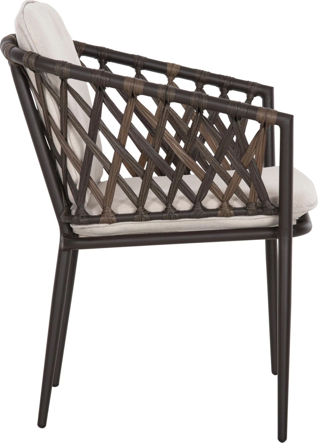 Aluminijasti naslanjač BOLLY FH6080 rjav okvir-sintetični ratan v rjavo-bež blazinah 58,5x67x86Hcm, set 4 kosov