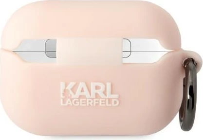 Silikonska zaščitna prevleka za AirPods Pro 2, Karl Lagerfeld KLAP2RUNCHP, rožnata