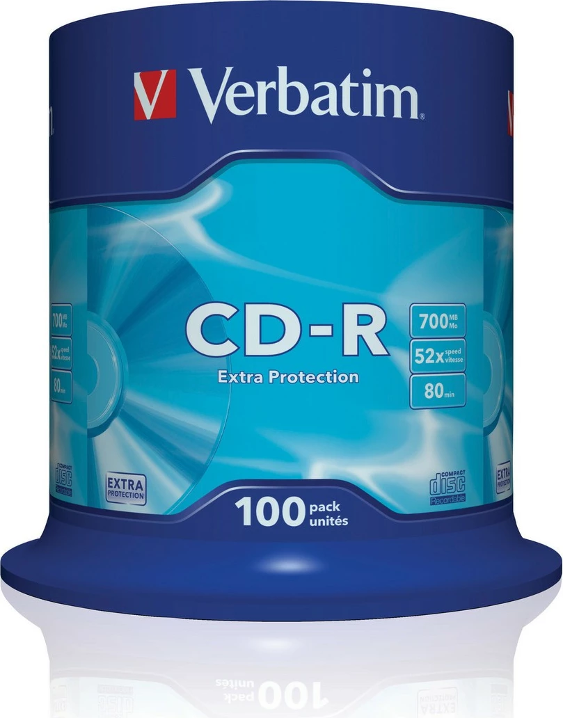 CD-R, 700 MB, 52x, 100 kosov, Cake Box Verbatim 43411