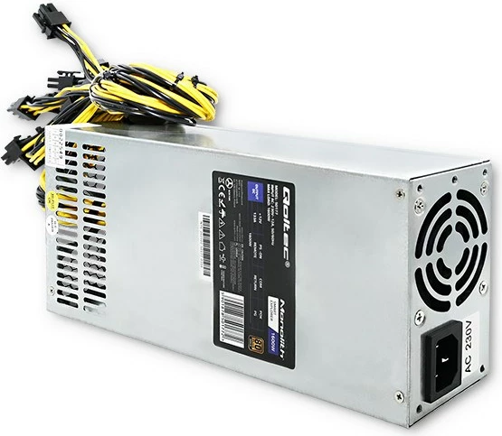 Napajalnik za računalnik 1600 W Qoltec 50177, 80 PLUS Gold, srebrn