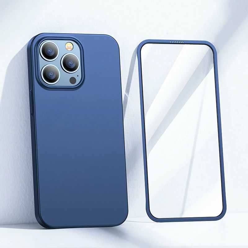 Ovitek za telefon 360°, kaljeno steklo, moder za iPhone 13 Pro Max, Joyroom JR-BP928