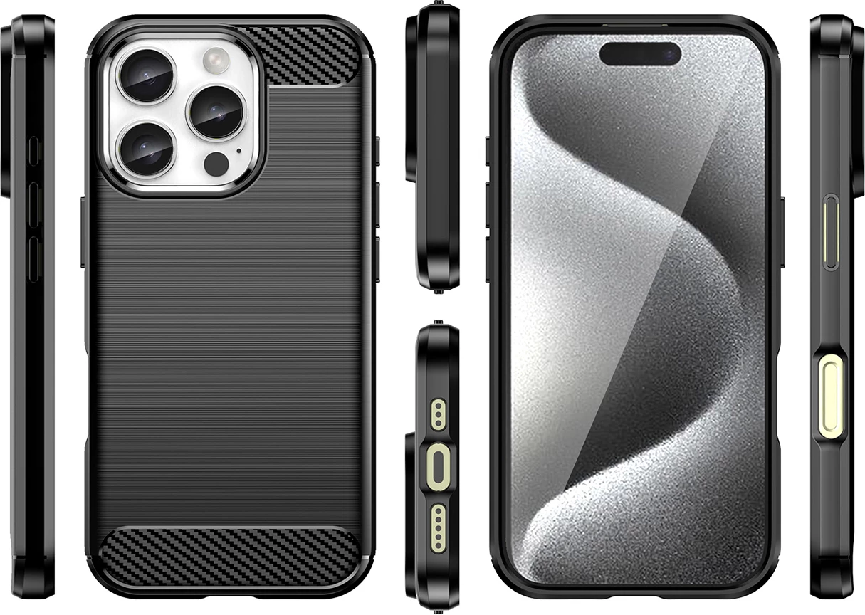 Ovitek Carbon Case za iPhone 16 Pro Max, Hurtel, TPU, črn