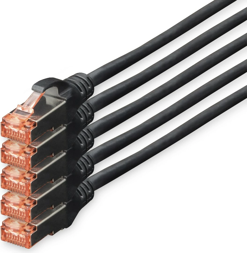 Omrežni kabel Cat6, 10 m, komplet 5 kosov, RJ-45, črn (Digitus)