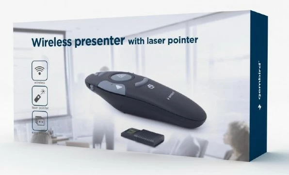 Brezžični daljinski upravljalnik za predstavitve Gembird WP-L-11, z USB sprejemnikom, črn