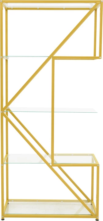 Polica Aylan, steklo in kovina, zlata, 100x30x200 cm