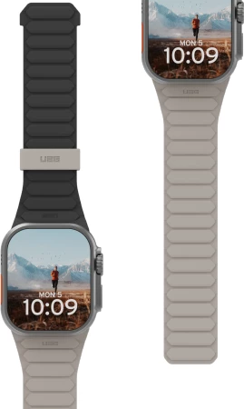 Silikonski pašček Pathfinder z magnetom za Apple Watch 42/44/45/46/49 mm, črno-siv